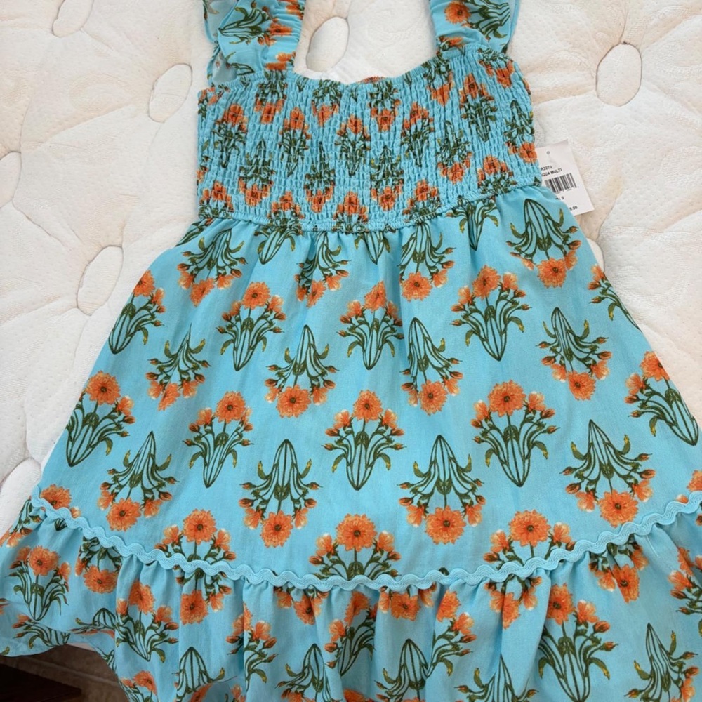 Blu Pepper Blue and Orange Floral Mini Dress